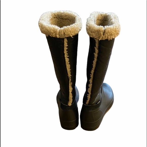 Faux Fur Lining Winter Mid Claves warm Boots. Black Leather Size 37 GUC - Picture 6 of 9